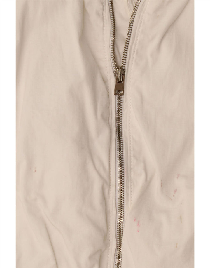 Zara Damen Crop Bomberjacke UK 16 Large Weiße Baumwolle