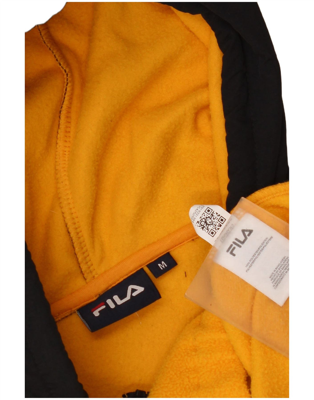 Fila Herren-Fleecepullover mit grafischer Kapuze, mittelgelbes Farbblock-Polyester