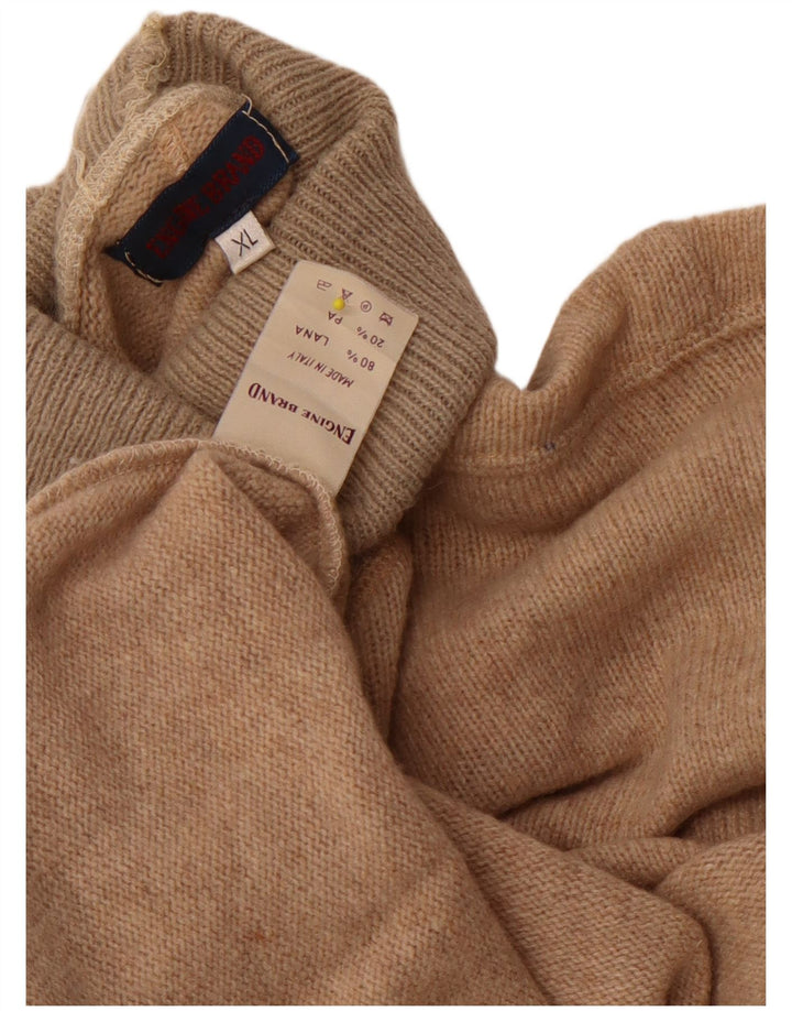 VINTAGE Damen Übergroßer Rollkragenpullover Pullover UK 18 XL Beige Wolle