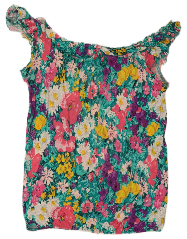 Schulterfreies Top für Damen von Zara, UK 10, Größe S, mehrfarbig, Blumenmuster, Viskose