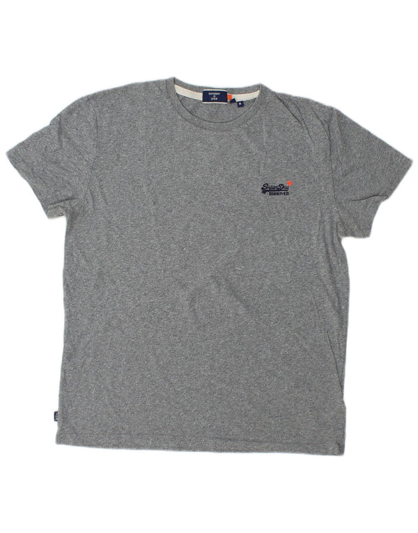 SUPERDRY Damen T-Shirt Top UK 14 Mittelgraue Baumwolle