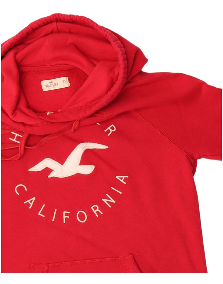 HOLLISTER Damen Graphic Hoodie Pullover UK 6 XS Rote Baumwolle