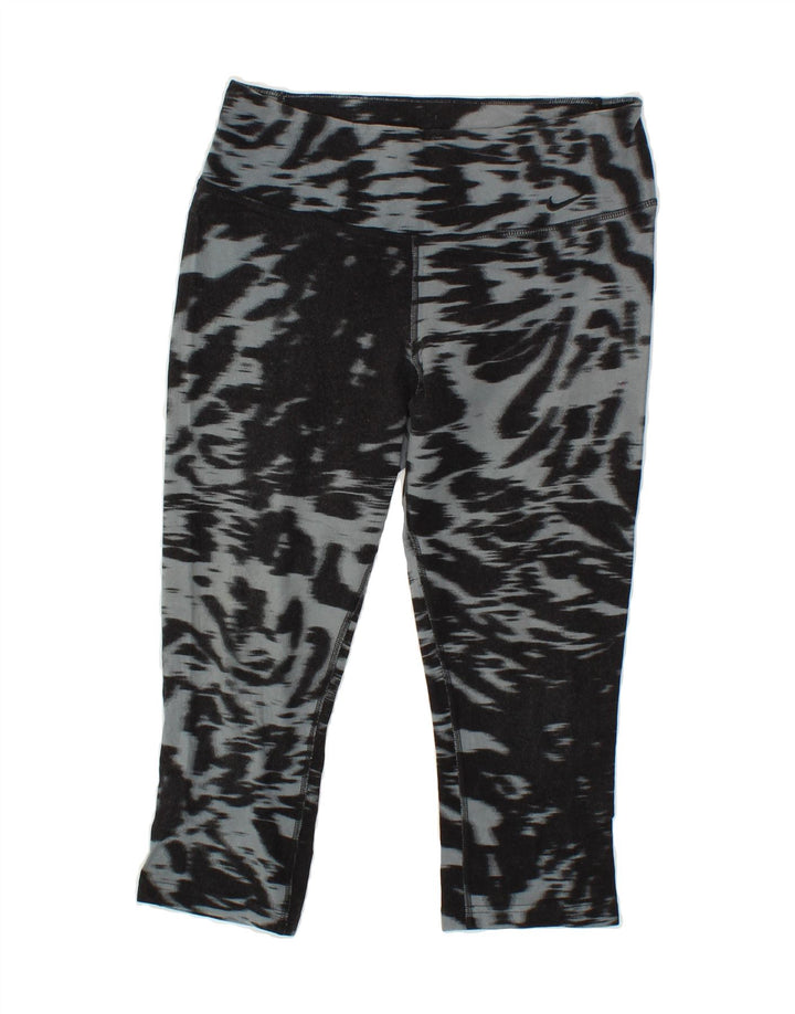 NIKE Womens Capri Leggings UK 10 Small Black Tie Dye Cotton Vintage Nike and Second-Hand Nike from Messina Hembry 
