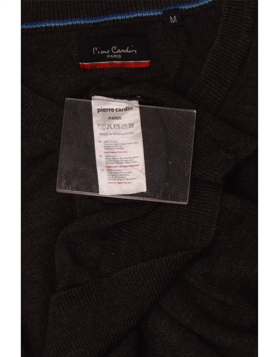 PIERRE CARDIN Mens V-Neck Jumper Sweater Medium Grey Acrylic Vintage Pierre Cardin and Second-Hand Pierre Cardin from Messina Hembry 
