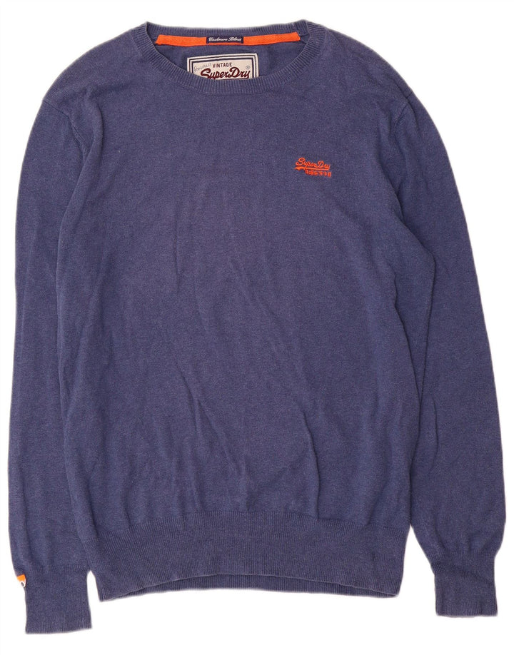 Superdry Herren-Pullover mit U-Boot-Ausschnitt, Größe L, Blau