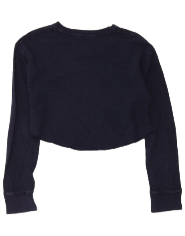Polo Ralph Lauren Damen Crop Top Langarm UK 18 XL Marineblau Baumwolle