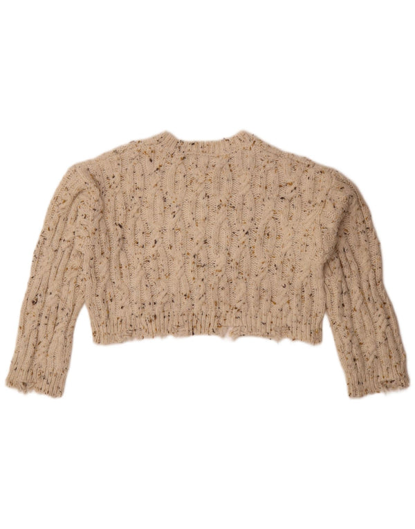 Zara Crop-Pullover mit U-Boot-Ausschnitt für Mädchen, 11–12 Jahre, gebrochenes Weiß gefleckt