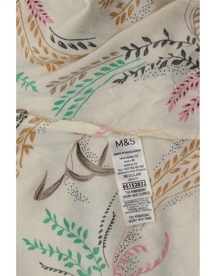 Marks & Spencer Damen-Sommerkleid, UK 42, mittelgroß, gebrochenes Weiß, Viskose mit Blumenmuster