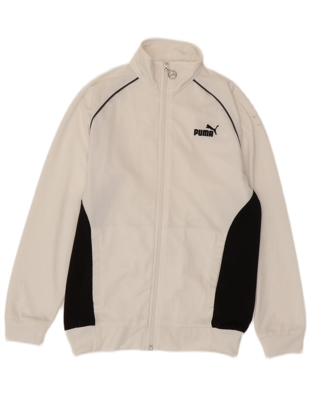 PUMA Mädchen-Trainingsanzug-Top-Jacke, 11–12 Jahre, weißes Colourblock-Polyester