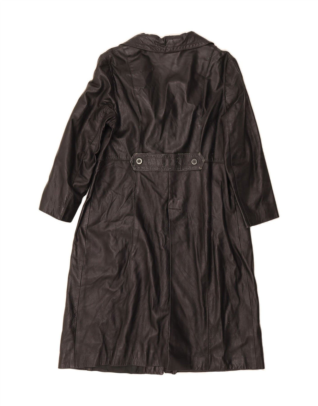 VINTAGE Womens Leather Coat UK 14 Large Black Leather Vintage Vintage and Second-Hand Vintage from Messina Hembry 