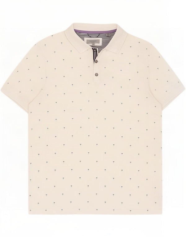 Ted Baker Herren-Poloshirt mit abstraktem Muster, Größe 5 XL, weiße Baumwolle