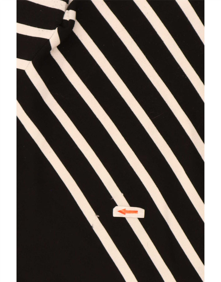 Zara Damen Top Langarm UK 14 Großes schwarz gestreiftes Polyamid