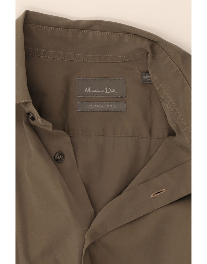 MASSIMO DUTTI Mens Shirt Size 40 Medium Khaki Cotton Vintage Massimo Dutti and Second-Hand Massimo Dutti from Messina Hembry 