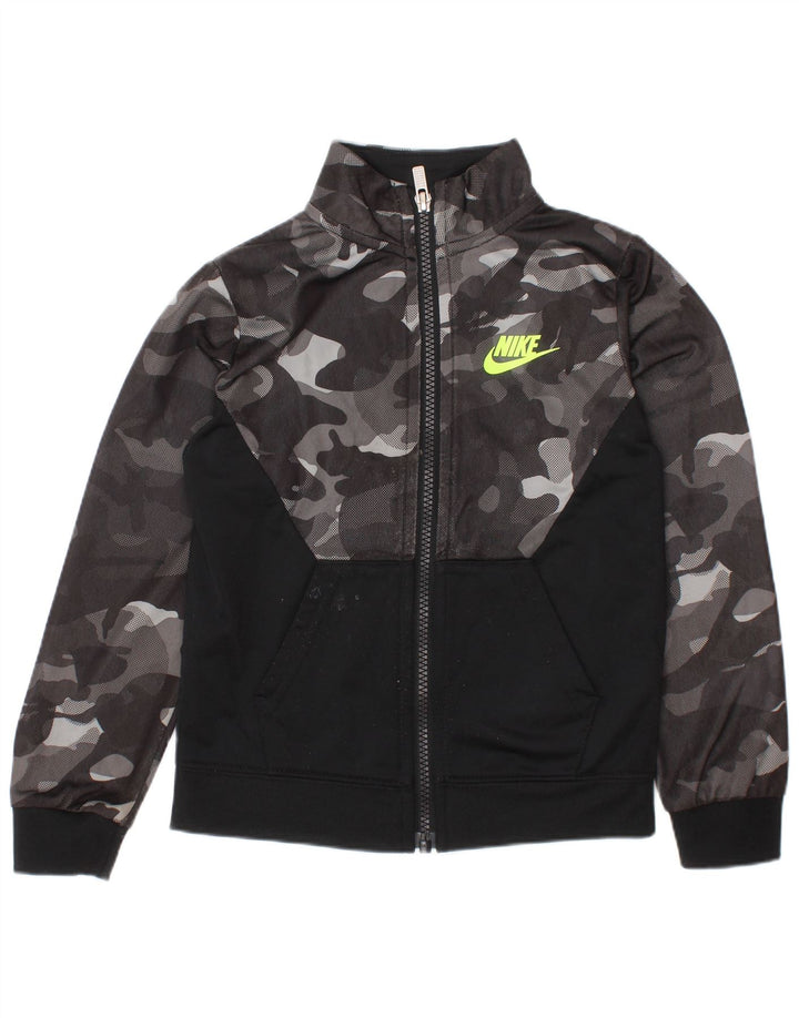 NIKE Jungen-Trainingsanzug, Oberjacke, 3–4 Jahre, schwarzes Camouflage-Polyester