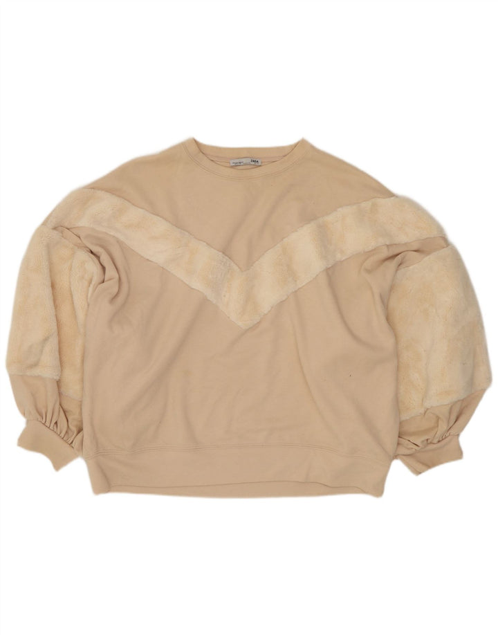 Zara Damen Crop Oversized Sweatshirt Pullover UK 10 Small Off White