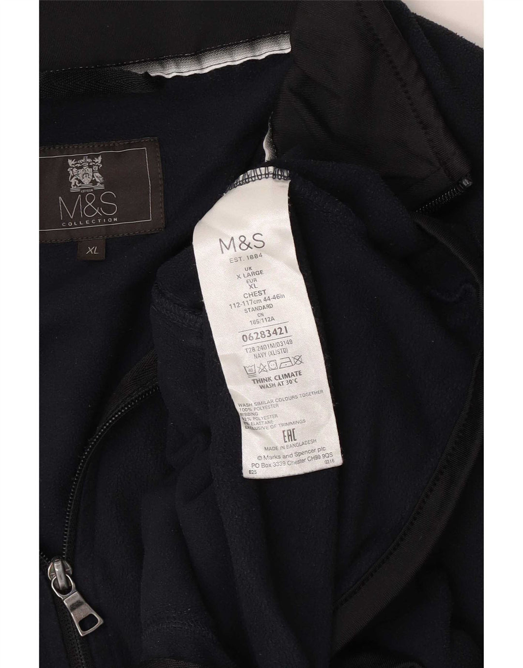 Marks & Spencer Herren Fleecejacke UK 42 XL Marineblau Polyester