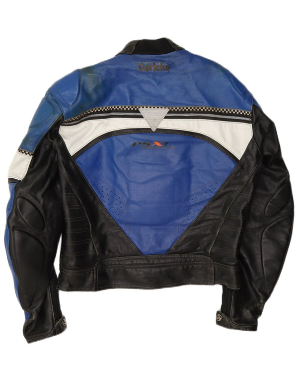 Hein Gericke Herren Moto Racer Lederjacke Größe 54 XL Blauer Farbblock