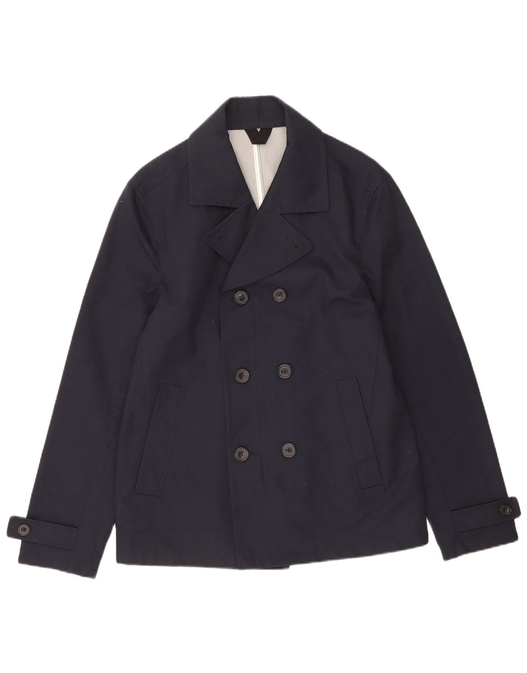 Marks & Spencer Herren Pea Coat UK 38/40 Small Marineblaue Baumwolle
