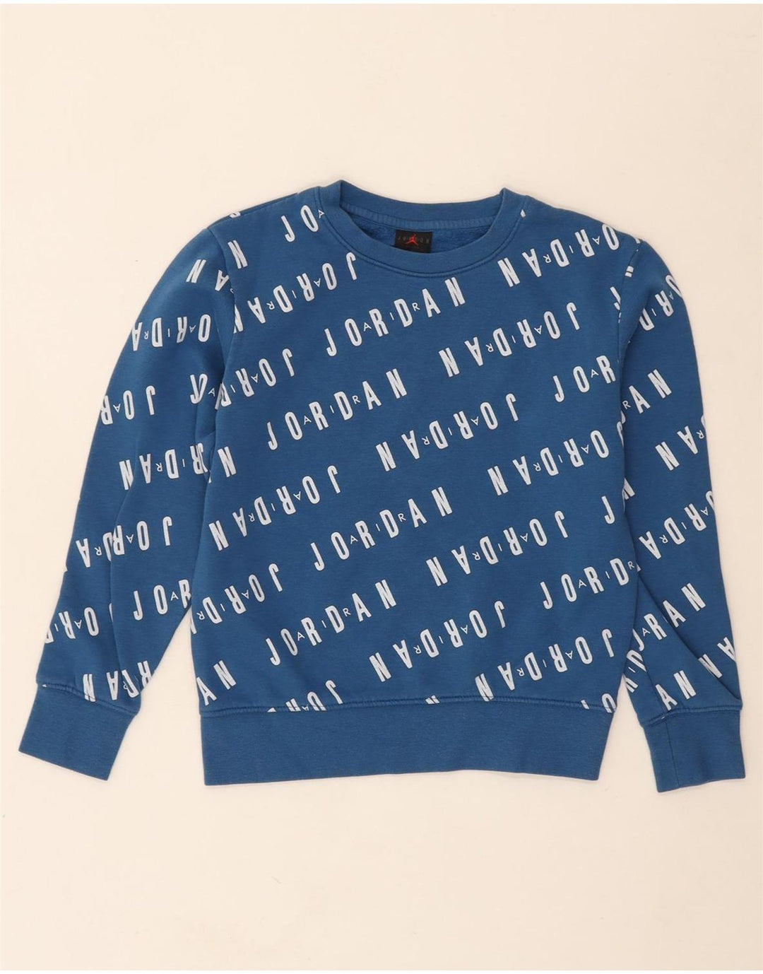 JORDAN Boys Graphic Sweatshirt Jumper 10-11 Years Medium Blue Cotton Vintage Jordan and Second-Hand Jordan from Messina Hembry 