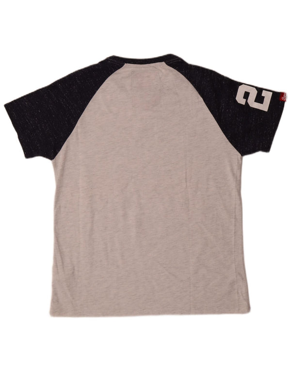 Superdry Herren Grafik-T-Shirt-Oberteil XL aus grauer Colourblock-Baumwolle