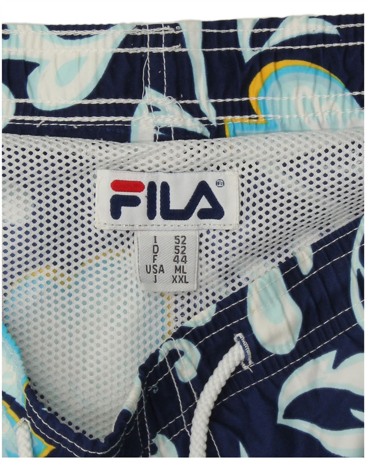 FILA Herren-Badeshorts IT 52 XL aus marineblauer, geblümter Baumwolle