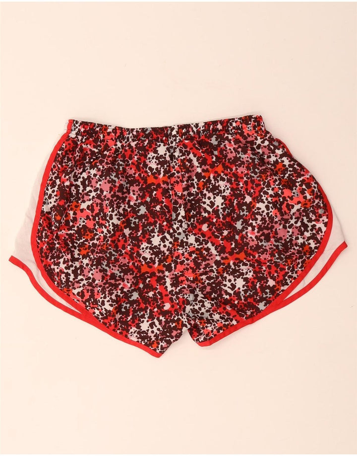 NIKE Damen Dri Fit Sport Shorts UK 14 Mittelrotes Polyester mit Tiermuster