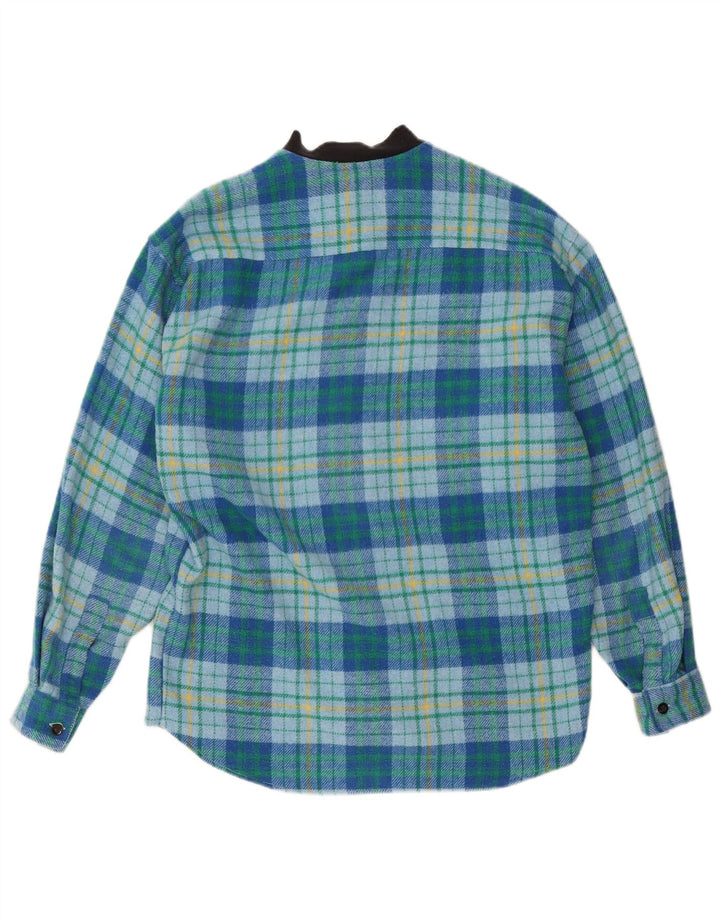 Mac Fashion Herren-Flanellhemd aus mittelblau karierter Wolle