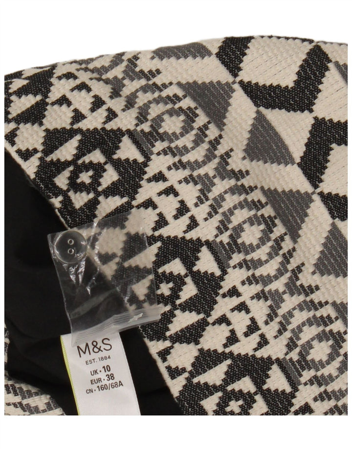 Marks & Spencer Damen Minirock UK 10 Small W28 Graue geometrische Baumwolle