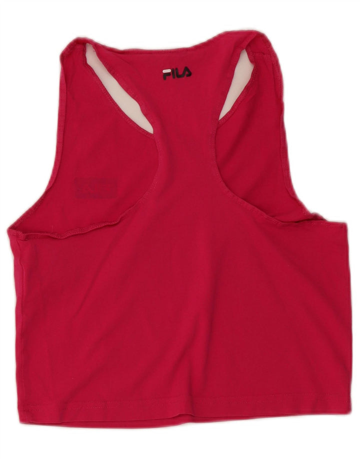FILA Damen Crop Vest Top UK 8 Small Rosa Baumwolle