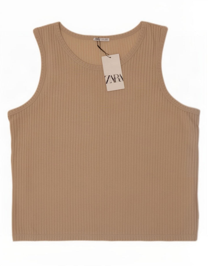 Durchsichtiges Weste-Oberteil für Herren von Zara, groß, beige, Polyester
