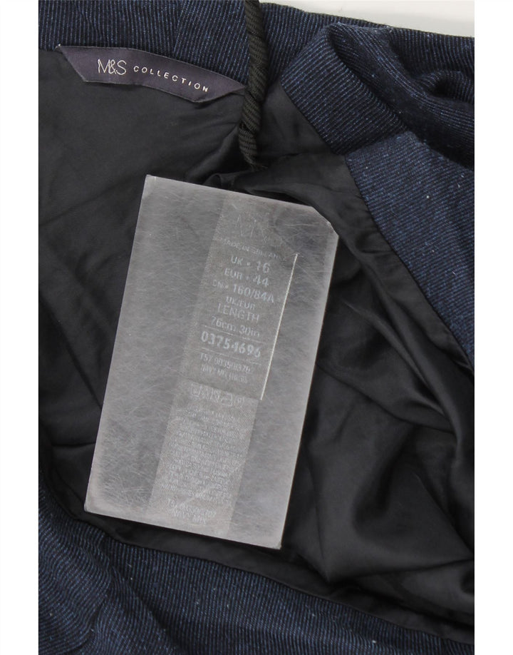 Marks & Spencer Damen A-Linienrock UK 16 Large W34 Marineblau kariert