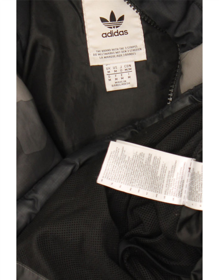 Adidas Herren Graphic Hooded Wattierte Jacke UK 38 Mittelgraue Tarnung