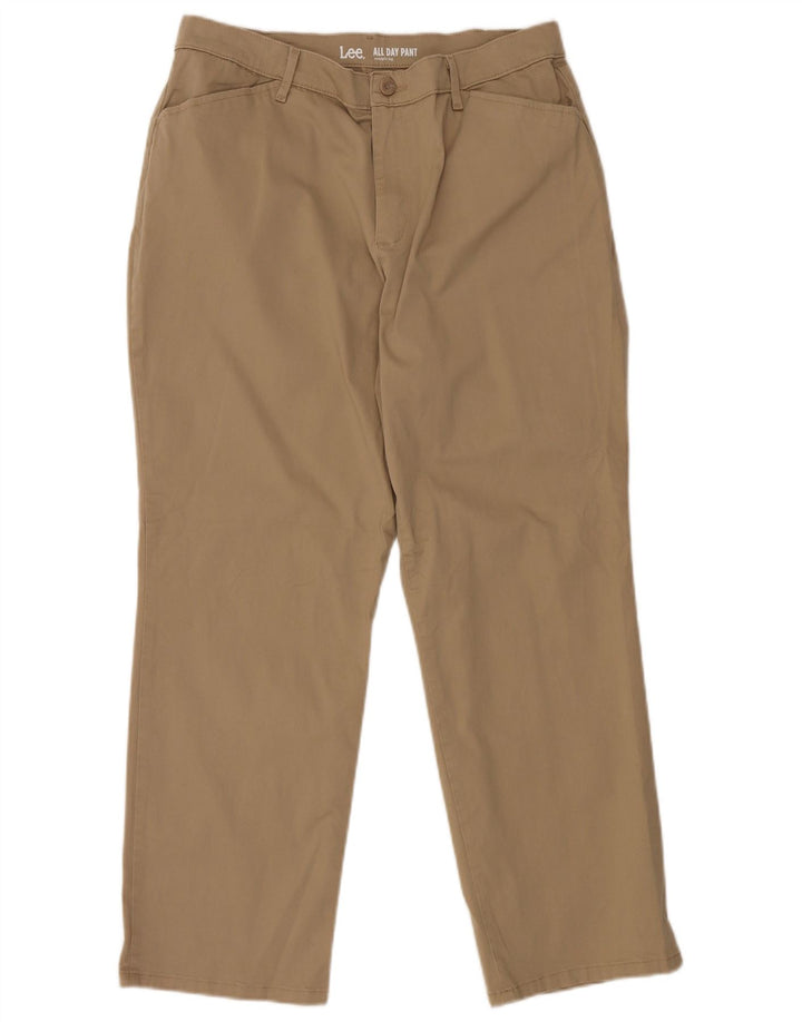 LEE Damen Gerade Freizeithose US 14 XL W34 L28 Braune Baumwolle