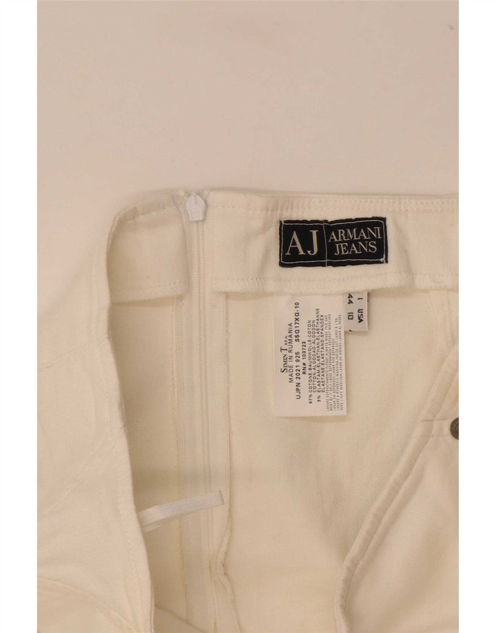 Armani Damen Bleistiftrock IT 44 Medium W30 Weiße Baumwolle