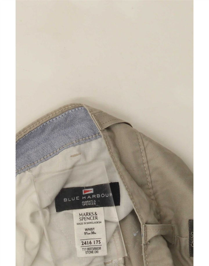 Marks & Spencer Herren Blue Harbor Chino Shorts W36 Large Beige Baumwolle