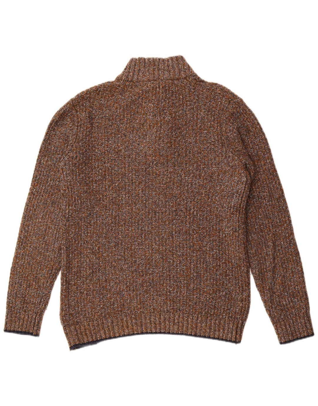 Fat Face Herren-Pullover mit Knopfkragen, mittelbraun gesprenkelte Baumwolle