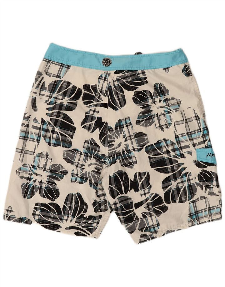 MAUI AND SONS Mens Swimming Shorts XL  White Floral Polyester