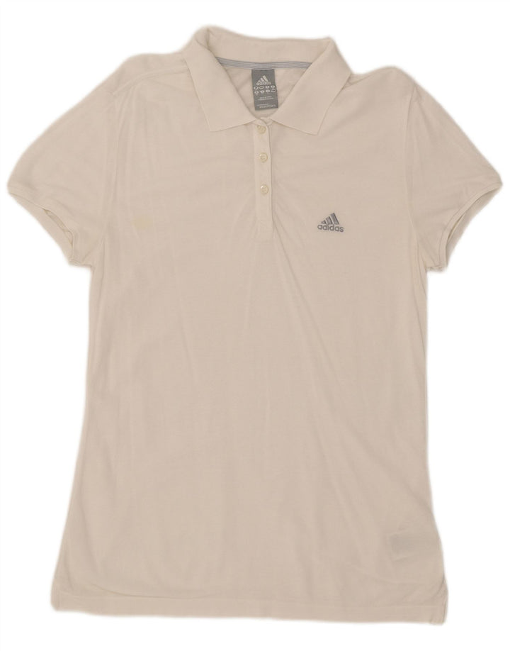 Adidas Damen Poloshirt UK 12 Mittelweiße Baumwolle