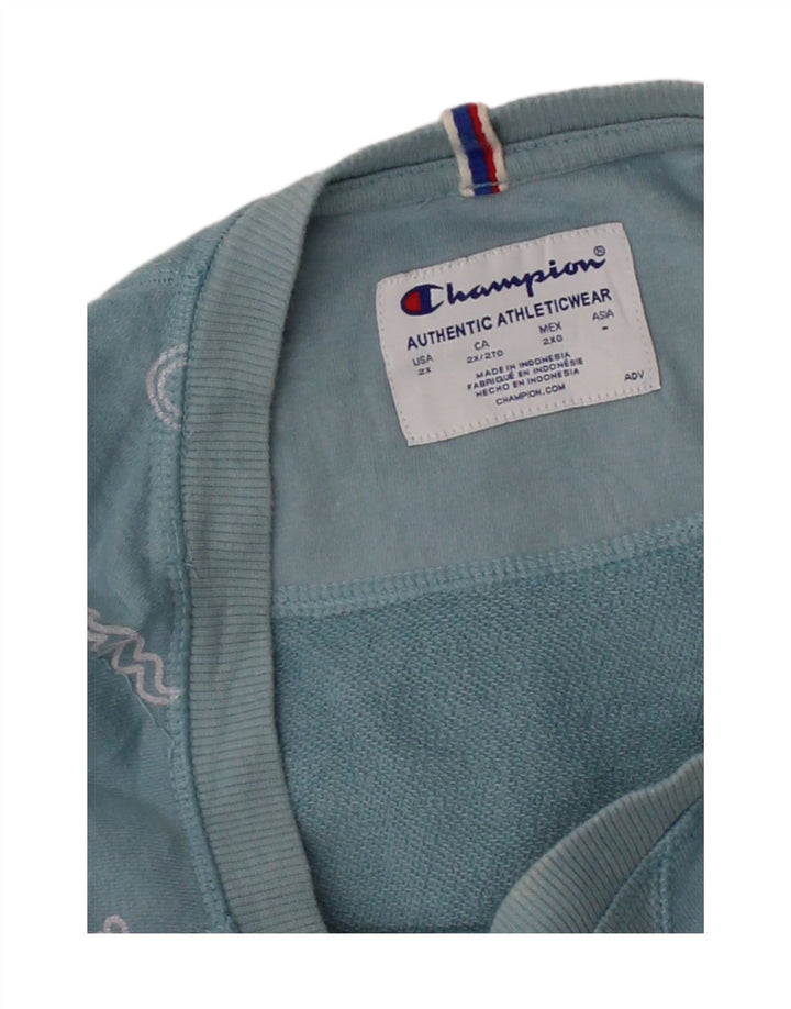 CHAMPION Womens Graphic Oversized Sweatshirt Jumper UK 20 2XL Blue Vintage Champion and Second-Hand Champion from Messina Hembry 
