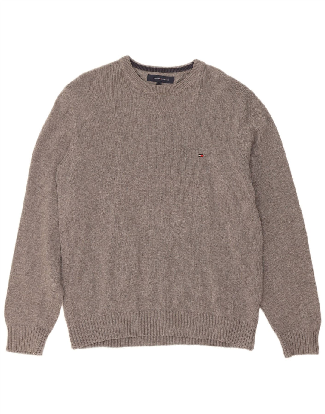 Tommy Hilfiger Herren-Pullover mit Rundhalsausschnitt, Größe L, Grau