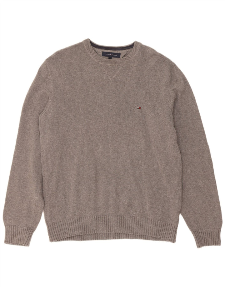 Tommy Hilfiger Herren-Pullover mit Rundhalsausschnitt, Größe L, Grau