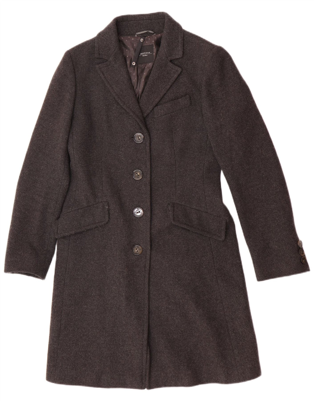 Max Mara Damen Mantel UK 8 Small Graue Wolle