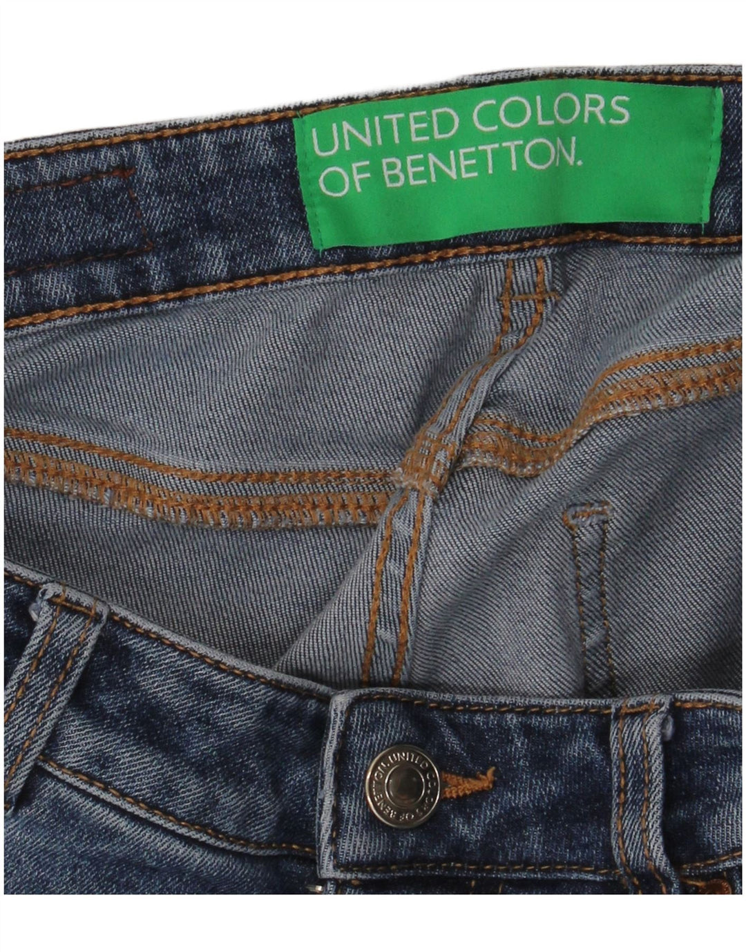 Benetton Damen Straight Jeans W30 L32 Blau