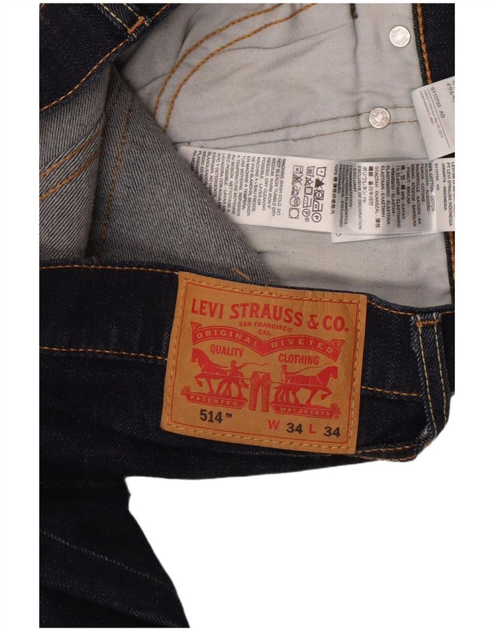 Levi's Herren 514 Straight Jeans W34 L34 Marineblaue Baumwolle