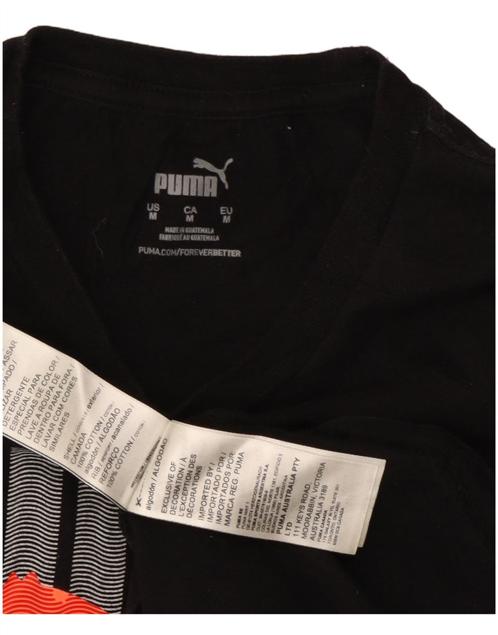 PUMA Herren Grafik T-Shirt Top Medium Schwarz Baumwolle