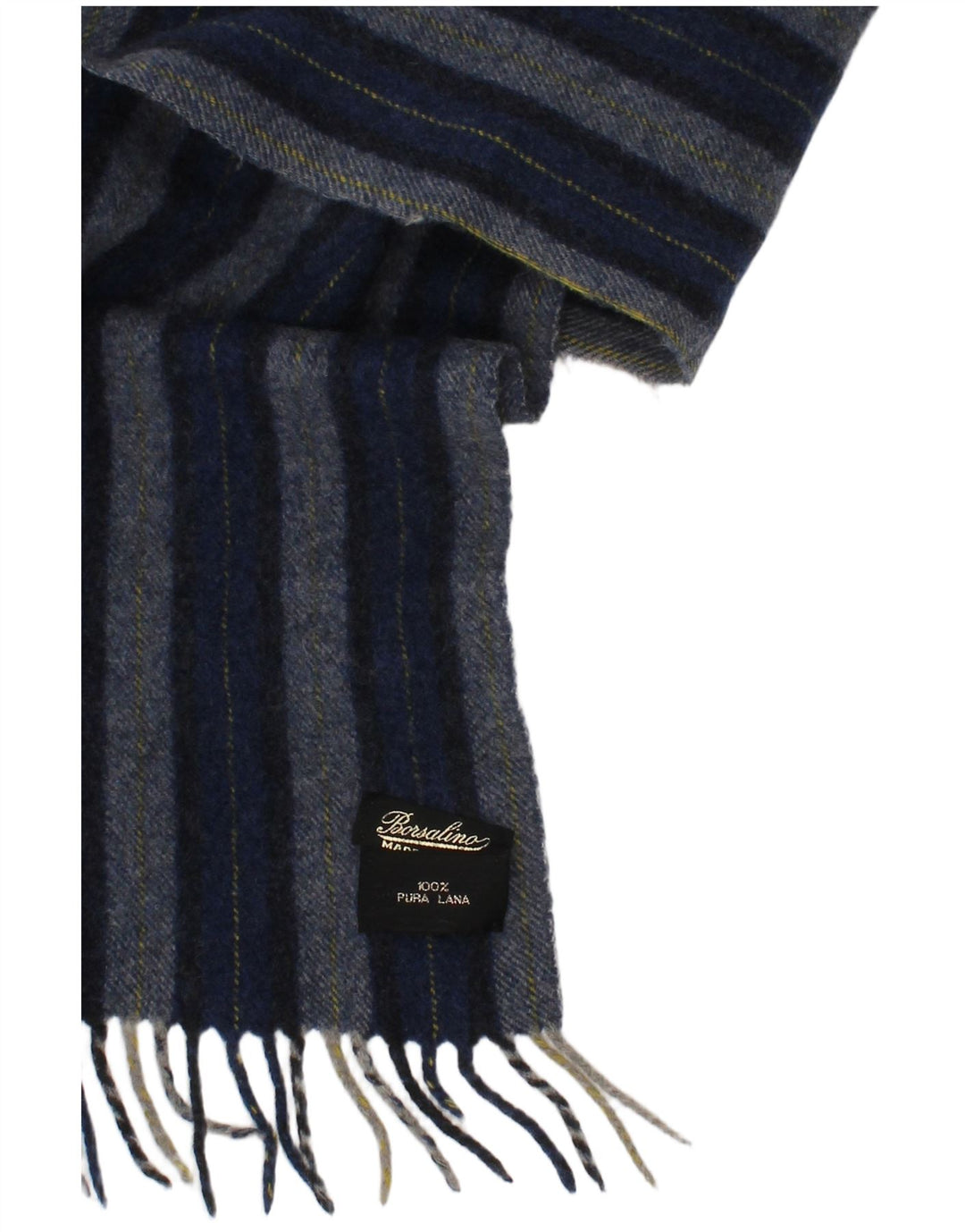 Borsalino Herren-Rechteckschal, Einheitsgröße, blau gestreift, Schurwolle, klassisch