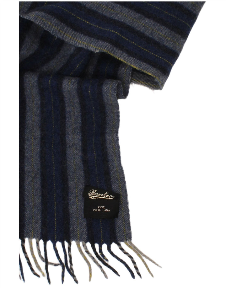 Borsalino Herren-Rechteckschal, Einheitsgröße, blau gestreift, Schurwolle, klassisch