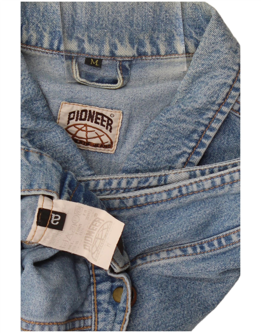 PIONEER Damen Crop Denim Gilet UK 14 Mittelblaue Baumwolle
