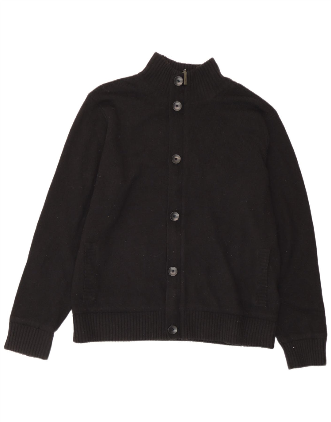 Marks & Spencer Herren-Strickjacke, groß, schwarze Lammwolle