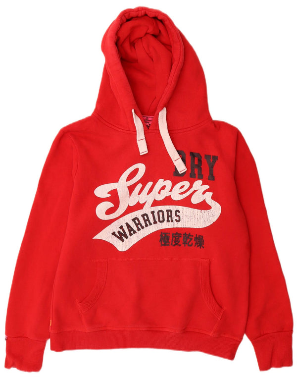 Superdry Damen Graphic Hoodie Pullover UK 18 XL Rot Baumwolle